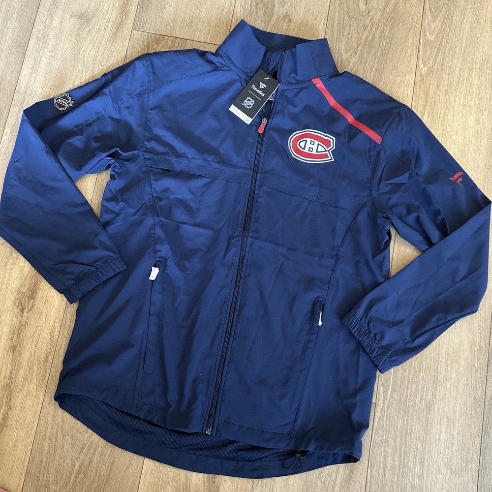 FANATICS Authentic Pro Mens Medium NHL Montreal Canadiens Full Zip Jacket Blue
